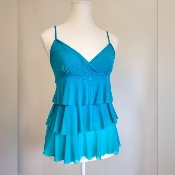 LASENZA 》Y2K 2010's 3 Tier Flowy Sheer Tank Top - Picture 1 of 8
